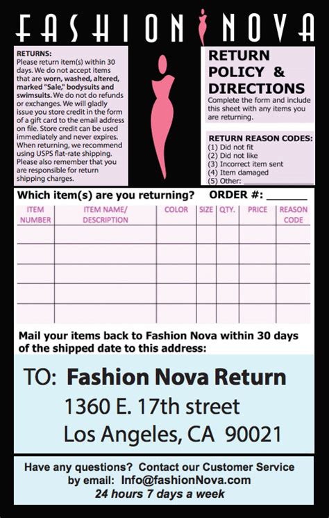 www fashionnova com returns|printable fashion nova return slip.